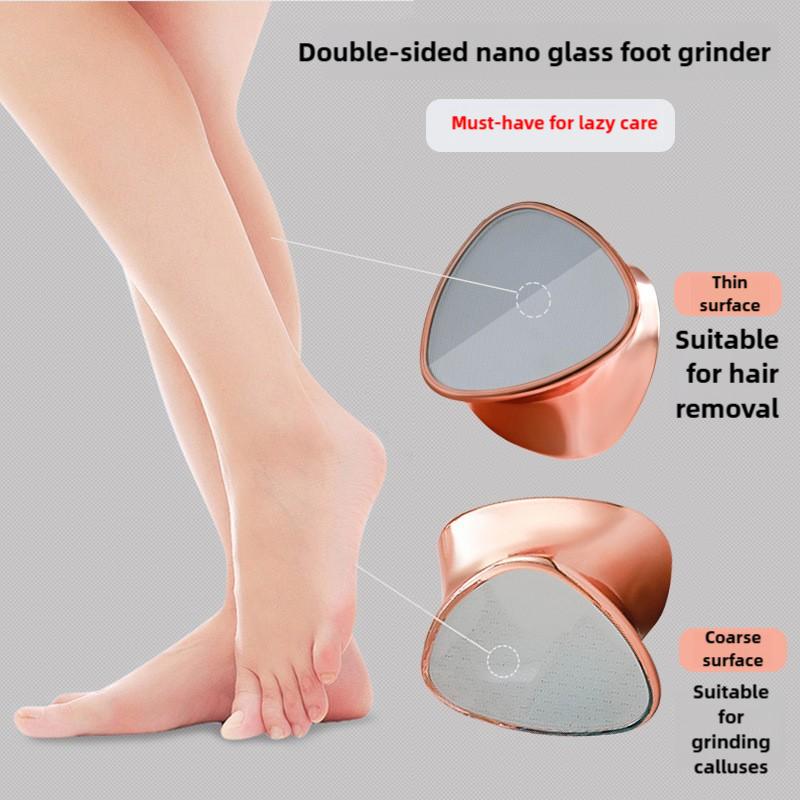 Dual purpose hair removal and dead skin foot grinder, household double-sided nano glass hair grinder for removing calluses