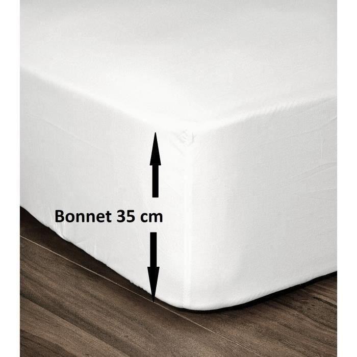 LOVELY HOME Fitted Sheet 100% Cotton 160x200cm - Cup 35cm - White