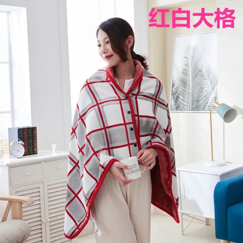 Fleece Wearable Blanket Warm Poncho Throw with Buttons Plush Sleeveless Blanket for Women Cape Wrap for Lightweight Plaid Design