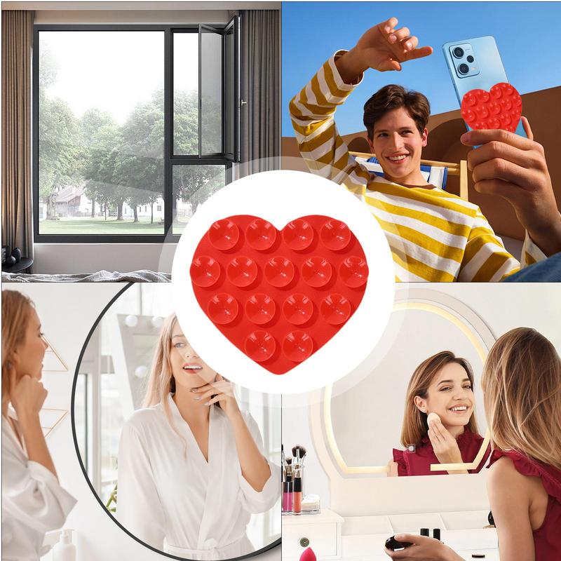 Heart Suction Cup Phone Mount Sticky Mobile Phone Stand Strong Grip Holder Silicone Double-Sided Phone Case for Selfies