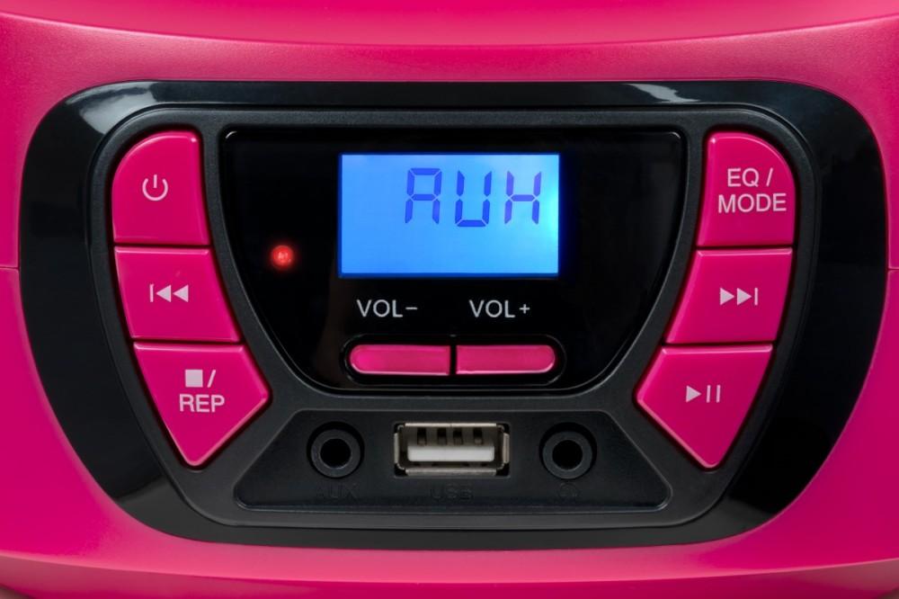 Bigben CD62RSUSBBT - przenośny odtwarzacz CD/MP3, USB z radiem FM i Bluetooth, różowy, BigBen