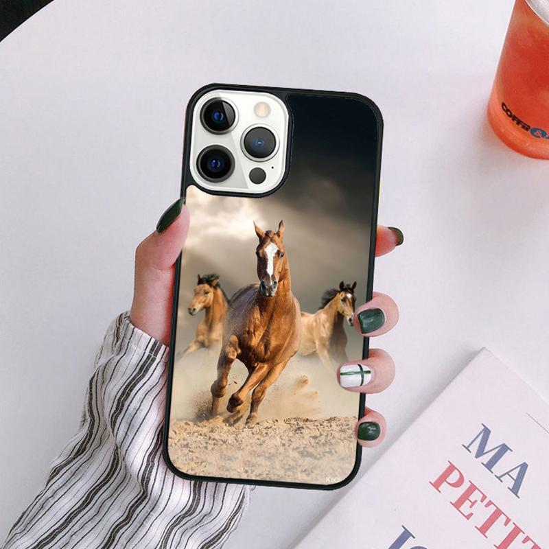 Horses Running Phone Case For iPhone 17 Air 14 13 12 16Pro Max 15  Plus Cover Shell Max Coque