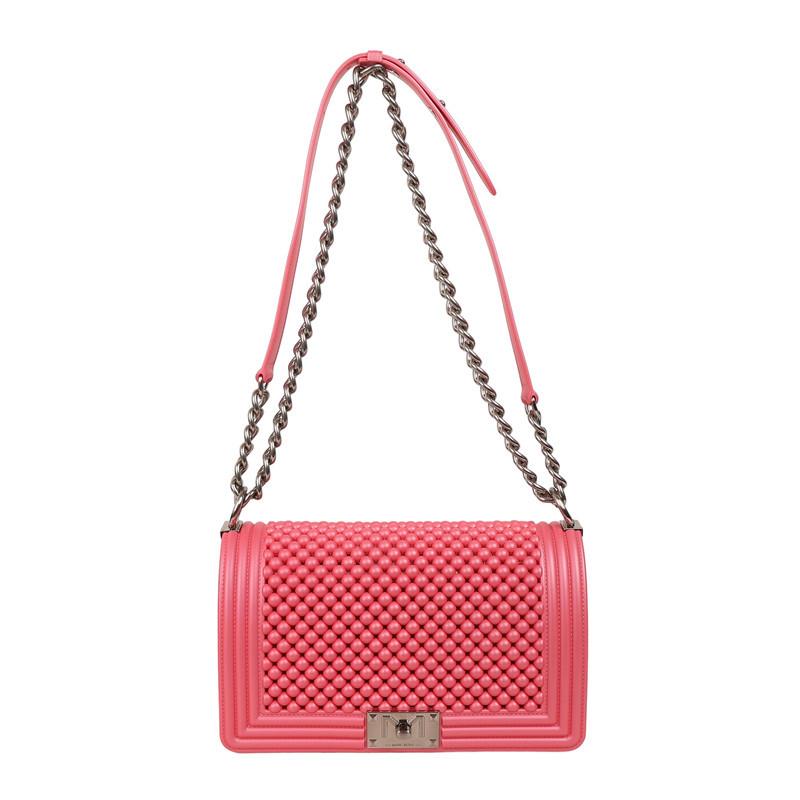 

One shoulder messenger bag summer new fashion versatile hot mom rhombus chain bag, jelly bag Small персиковий