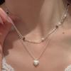 Maillard Tiger Eye Heart Layered Necklace Chic Minimalist Clavicle Chain Women