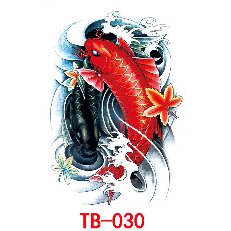 Tatuaj Autocolant Impermeabil Spate Complet, Tatuaj Autocolant Spate Complet Gheișă Carp Koi Imagine Mare Personaj Zhao Yun Guan Yu Tatuaj