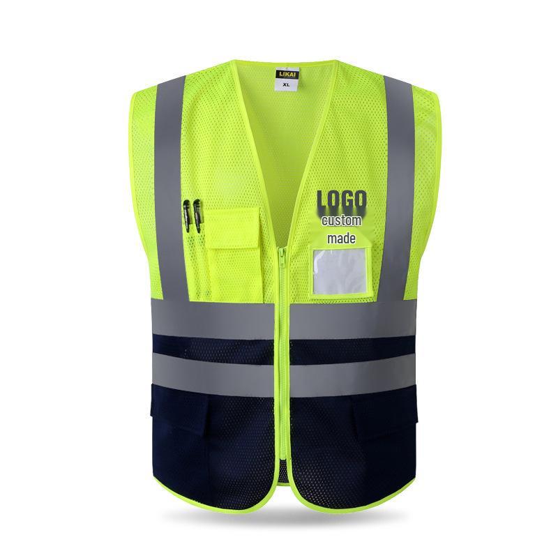 LIKAI High-Visibility Reflective Safety Vest - Fluorescent Yellow Traffic and Construction Jacket