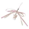 Stylish Flocking Bear Keychain With Pearls Accent and Ribbon Bowknot Stylish Purse Or Car Key Holder Accessory