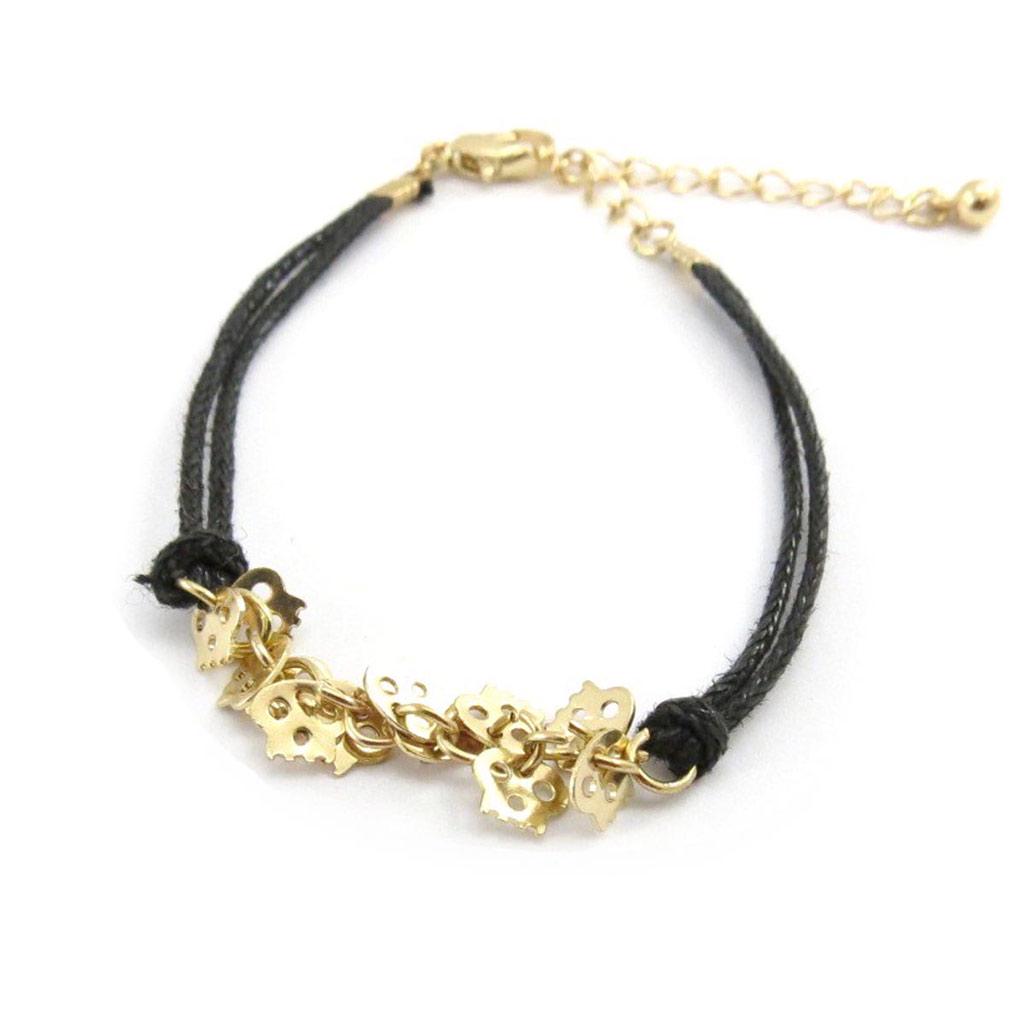 Les Trésors De Lily [J5341] - Black Gold 'Skull' Designer Bracelet