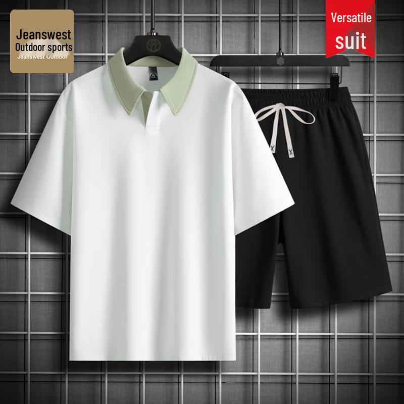 

Jeanswest Men s Summer Lapel T-Shirt & Shorts Set L
