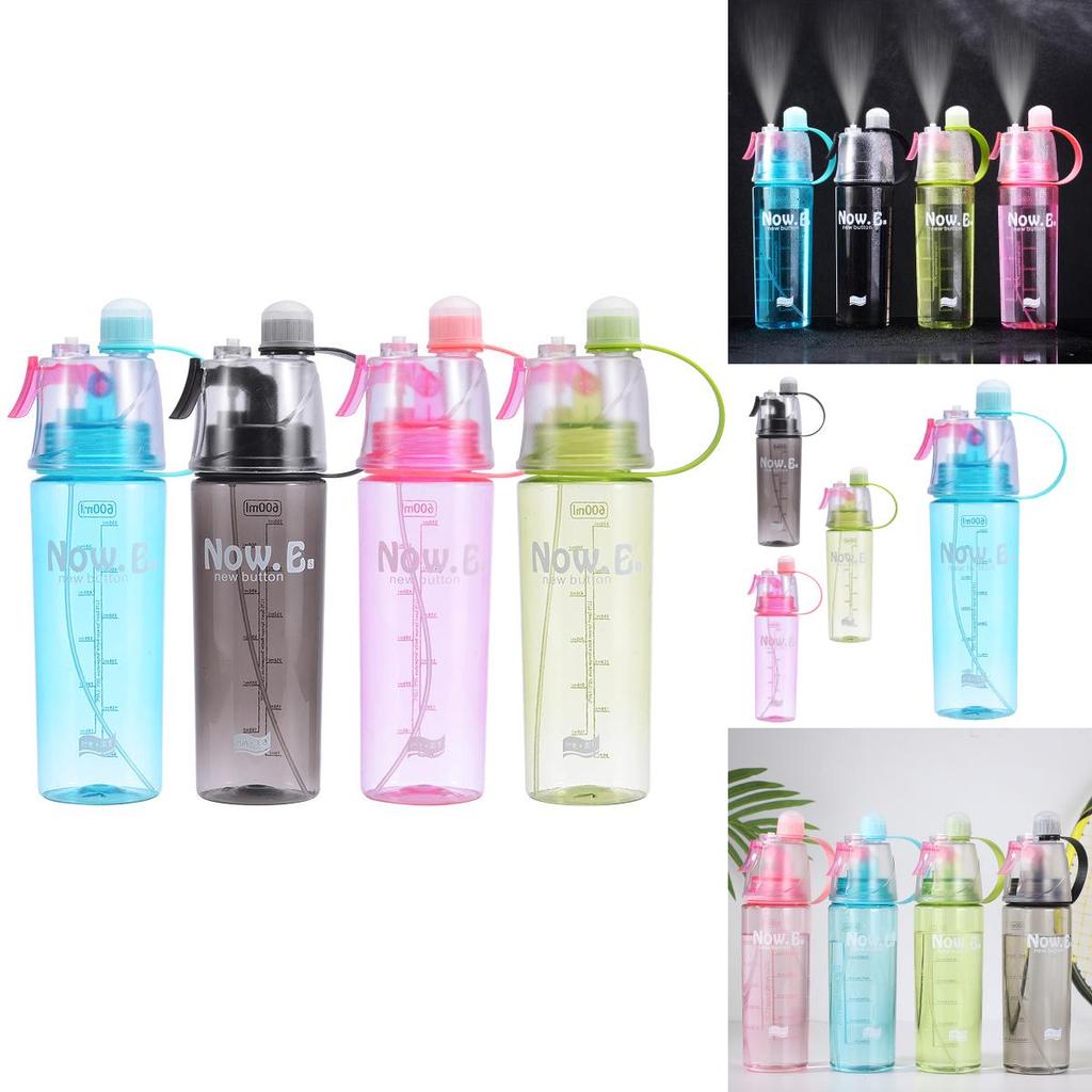Creative Cartoon Spray Water Bottle For Outdoor Sports, Portable With Lid, Plastic Cup For Summer Hydration And Cooling, 600ml Capacity