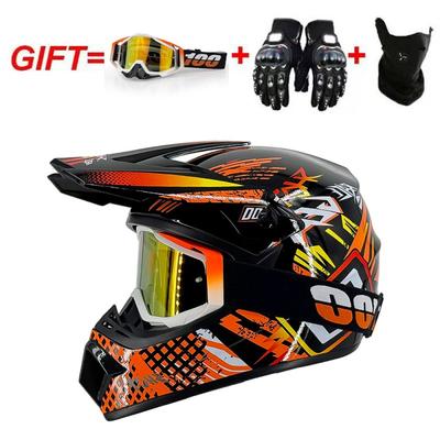 Full Face Motorcycle Helmet With Included Goggles Cover Gloves - All Season ABS Safety Gear Off-Road MTB ATV Riding