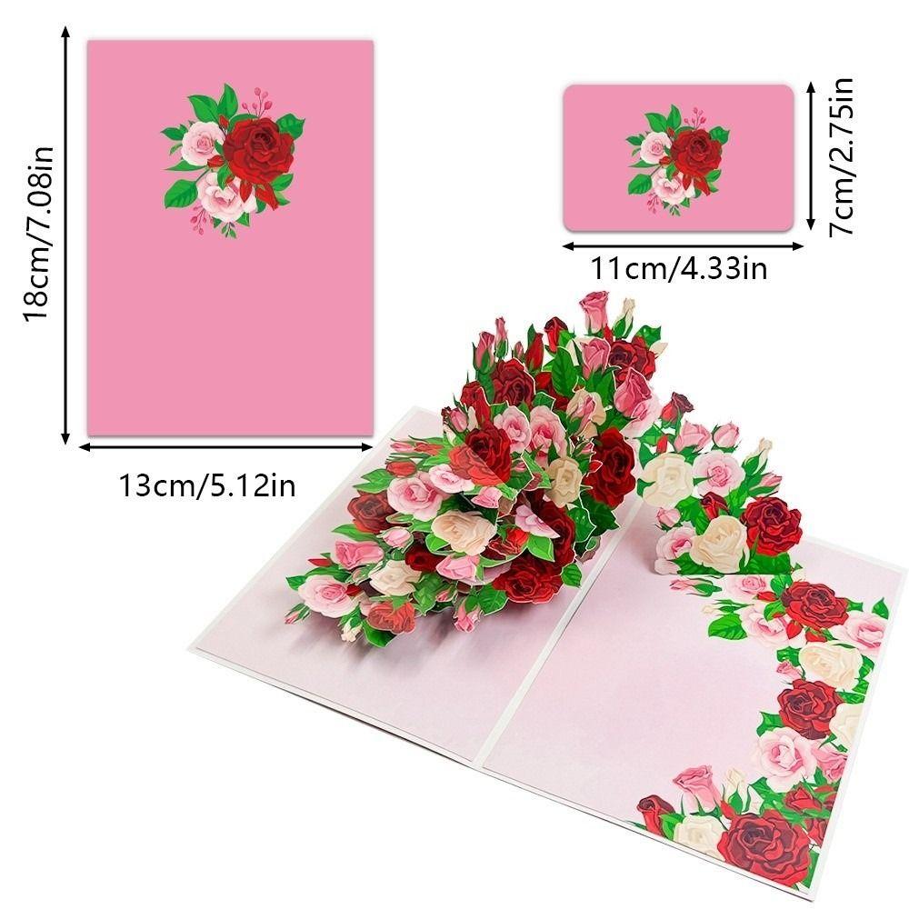 Pop-Up Design 3D Pop-Up Rose Card Rose Wedding Greeting Card Mother'S Day