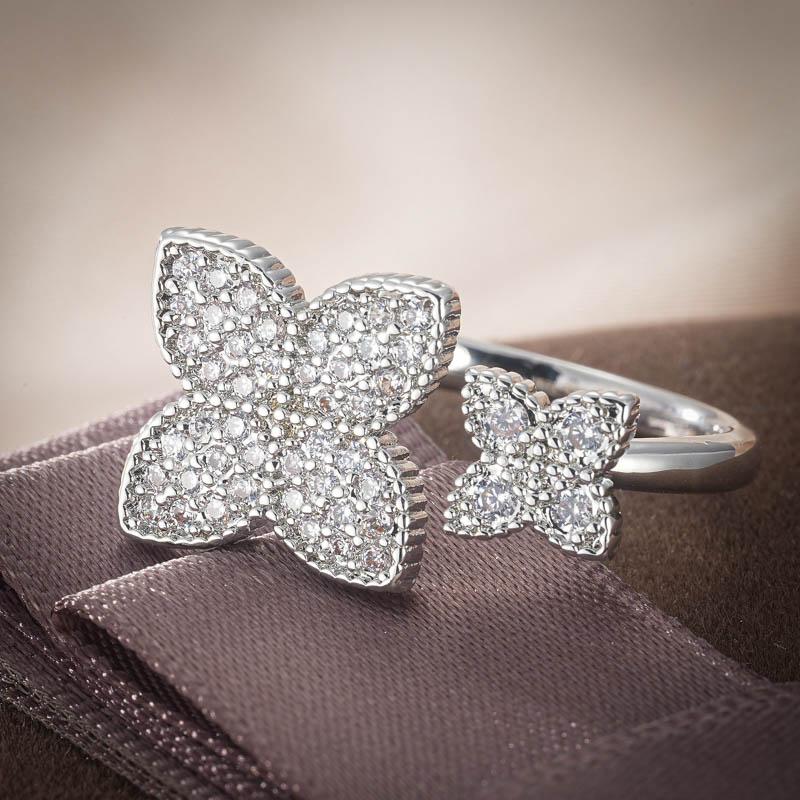 

Новые кольца с регулируемым размером в цвете золотой меди в виде цветка для женщин, сверкающее дизайнерское кольцо для свадьбы и помолвки, модная бижутерия, подарки Adjustable