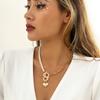 Retro Imitation Pearl Ot Buckle Splicing Personalized Clavicle Necklace Simple Geometric Love Asymmetric Metal Necklace