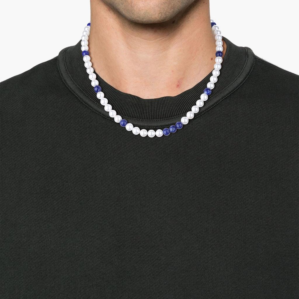 GAVU Men's Lapis Lazuli and Shell Pearl Power Stone Necklace