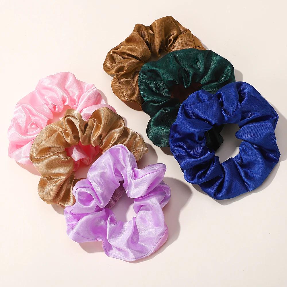 6pcs 4inch Women Silk Scrunchie Elastic Hair Band Multicolor Sweet for Girls Ponytail Holders Chic Hair Rope Hair Accessories