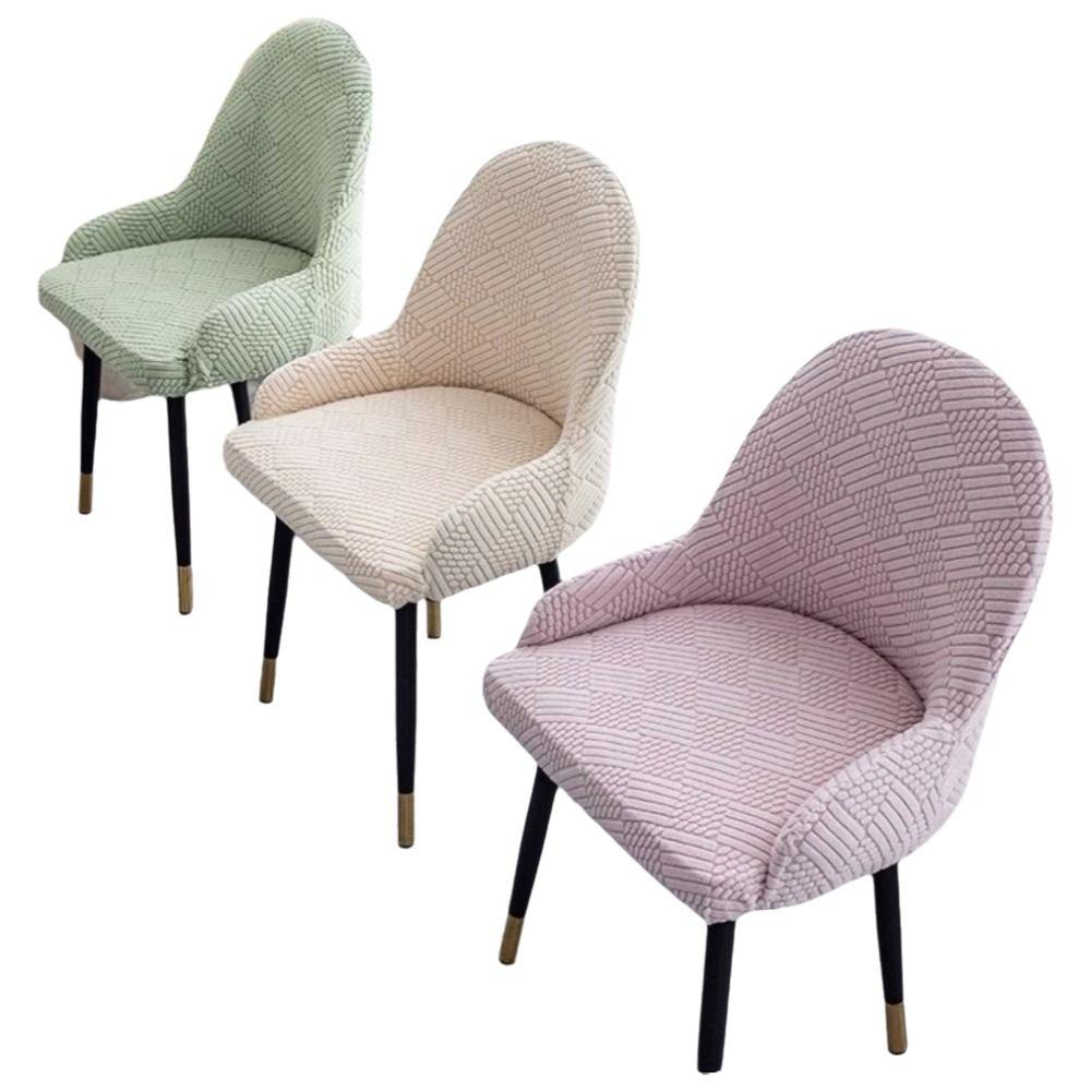 Elastic Stretch Curved Armchair Slipcover Knitted Patterned Solid Colour Chair Cover Non-slip Washable Armchair Cover