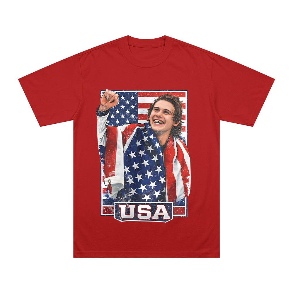 USA Ice Hockey Jack Hughes T Shirts USA Inspired Graphic Clothing Hockey Fan Tee Women Unisex High Quality Oneck Cotton Tshirts S