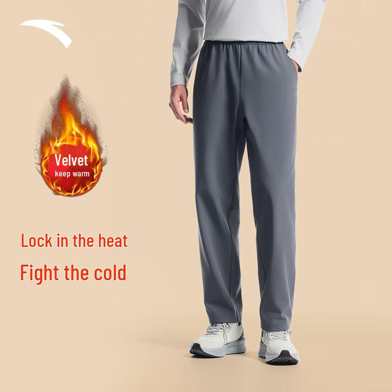Anta Men's Water-Repellent Fleece-Lined Straight-Leg Athletic Pants