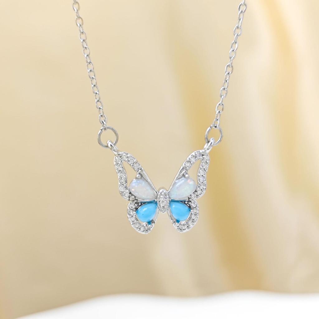Colorful Butterfly Necklace - Elegant Clavicle Chain Jewelry with High-End Design