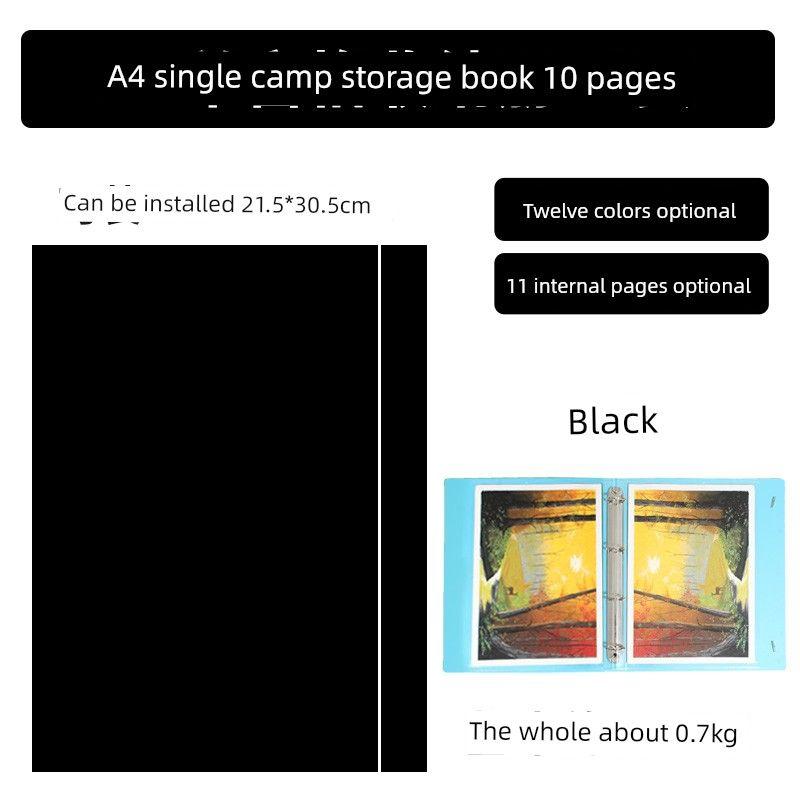 

Crayon Album Storage A4 Copy Album A5 Collection 10*10 Square Folder 10*15 HD Thickened Black/10 Pages/A4 Single Grid/Can Hold 21.5*30.5cm