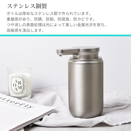 LAOPAO Automatic Foaming Soap Dispenser, Stainless Steel, 2-Level, Hand Wash, Rechargeable, Hand Soap Dispenser, Dish Detergent, Hand Soap, Countertop