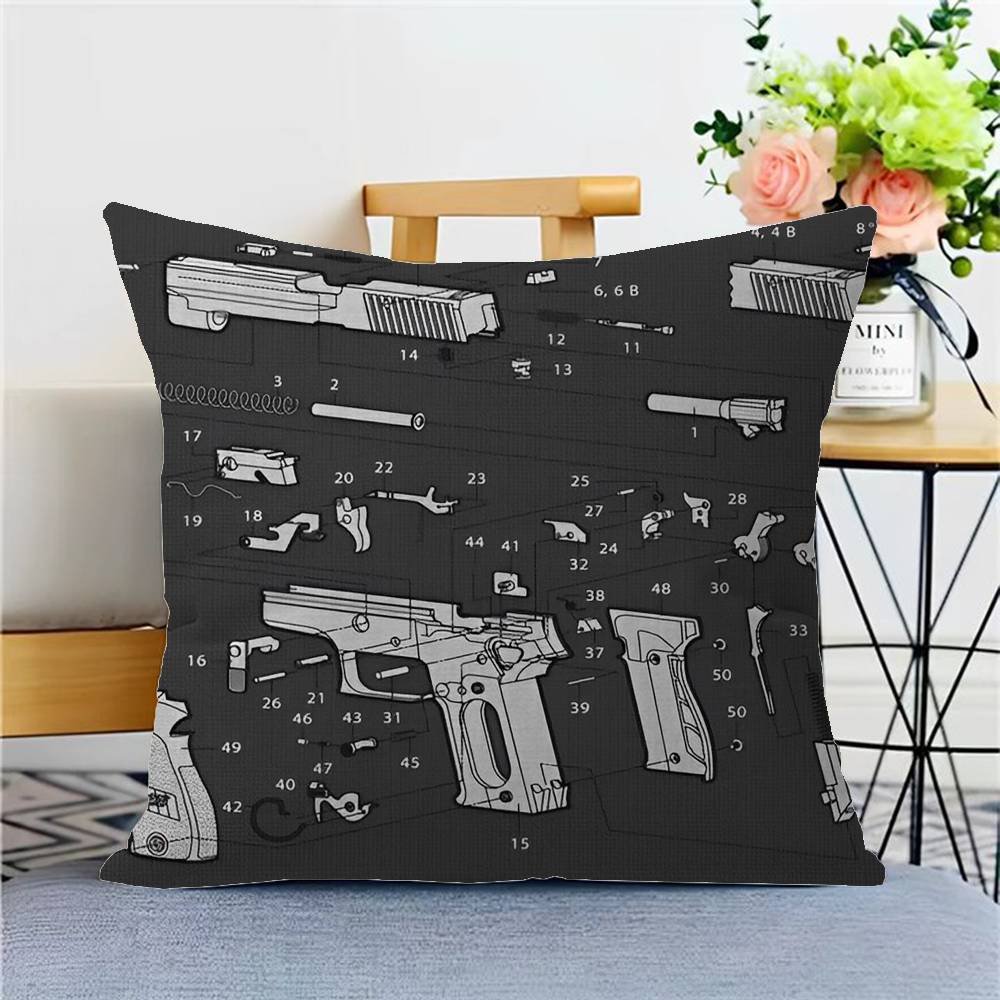 Black Ar 15 Ak47 Gun Cushion Cover Polyester Sofa Cushions Decorative Throw Pillows Home Decoration Pillowcover