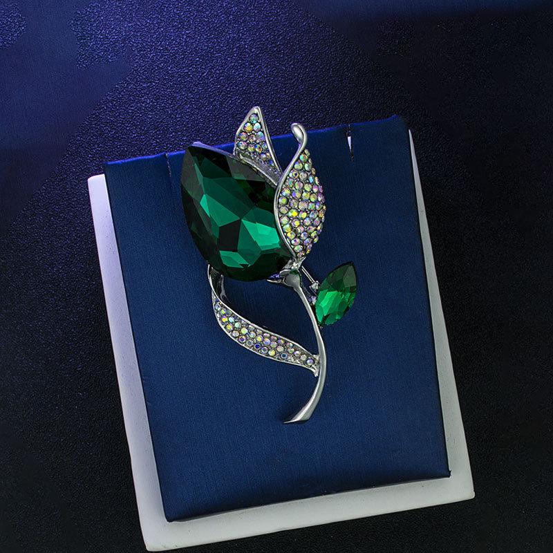 European Korean Style Crystal Tulip Brooch - Exquisite Accessory Pin