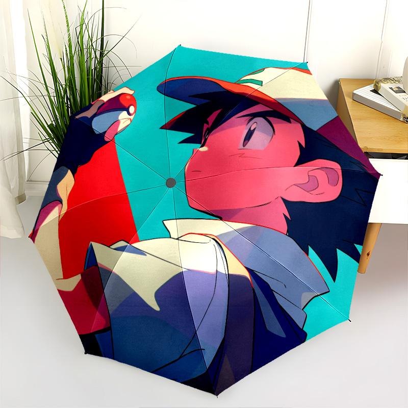 Pokémon Characters Pattern, Automatic Folding Umbrella, Portable and Foldable Design, 8 Ribs, a Christmas or Birthday Gift.
