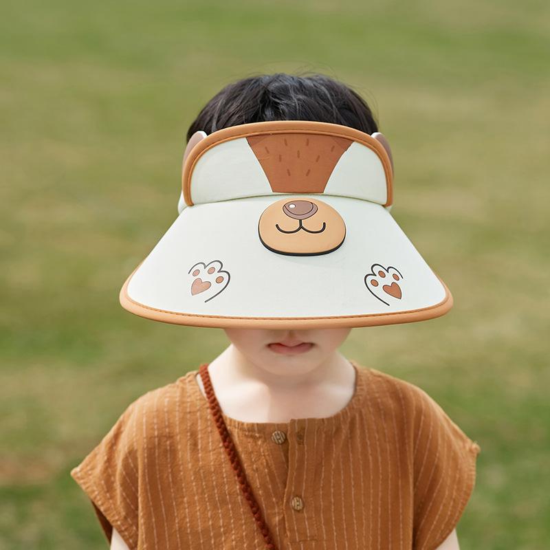 1142 Cute Cartoon Children's Hats Boys and Girls Summer Outdoor Sun Protection Visor Hat Big Brim Empty Top Sun Hat