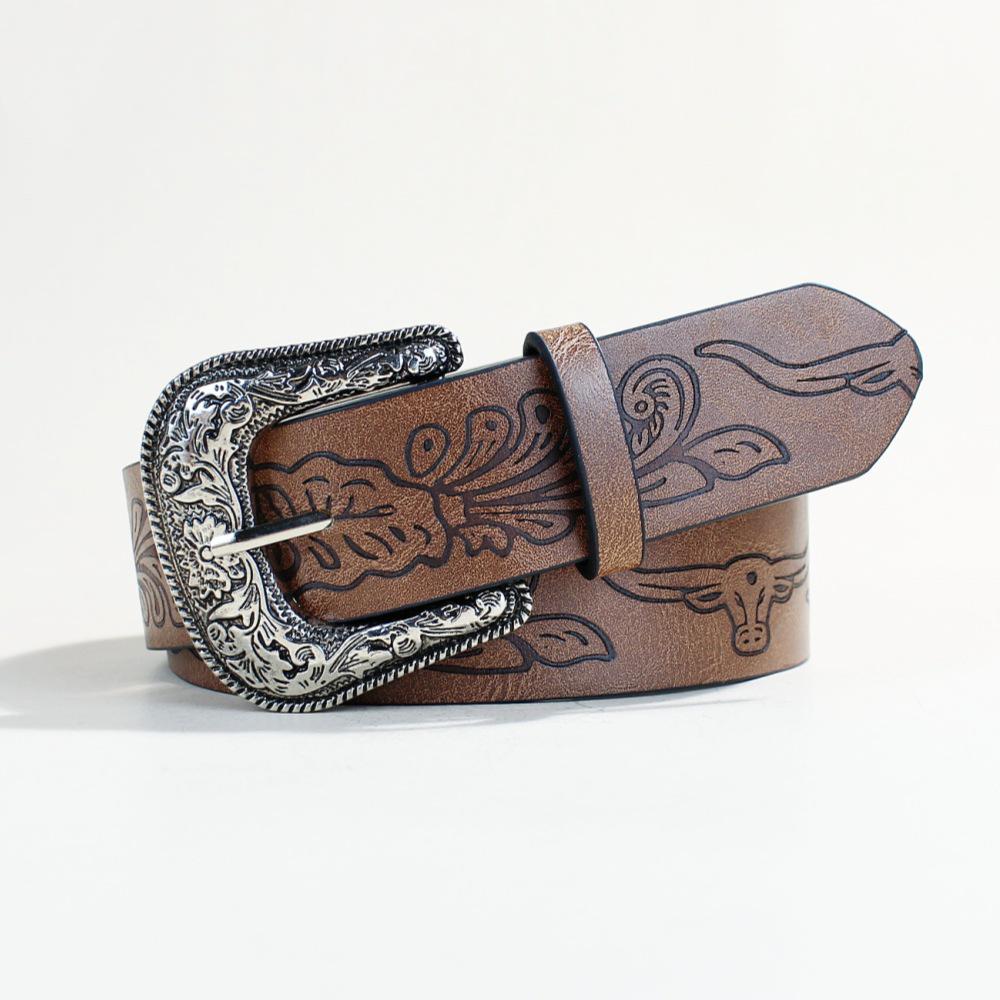 

Богемный Ретро Кожаный Ремень с Животным Принтом Коровы для Женщин 105cm Length