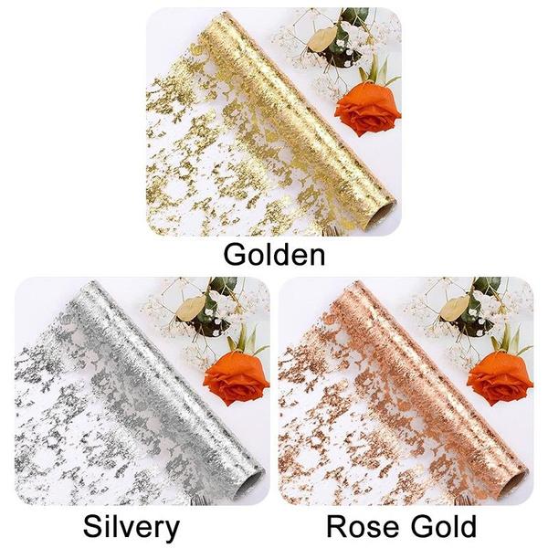 Table Runner Roll, Glitter Gold Foil Mesh Table Runner Decorative Dining Table Centerpiece for Party, Wedding, Baby Shower, Christmas