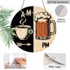 2D Flat Aluminum 7.87 Inch X 7.87 Inch "Morning Coffee, Afternoon Beer" Style Wall Hanging. Suitable for Bars, Living Rooms, Kitchens, Cafes, Clubs
