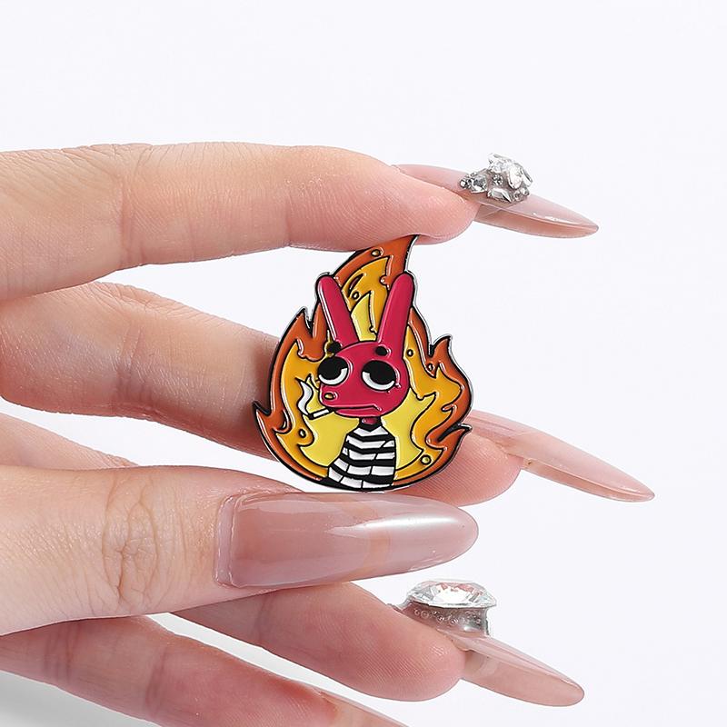 Humor Comedy Anime Movies Character Enamel Pins Cartoon Red Eared Rabbit Brooch Backpack Lapel Badge Jewelry Gifts for Friend