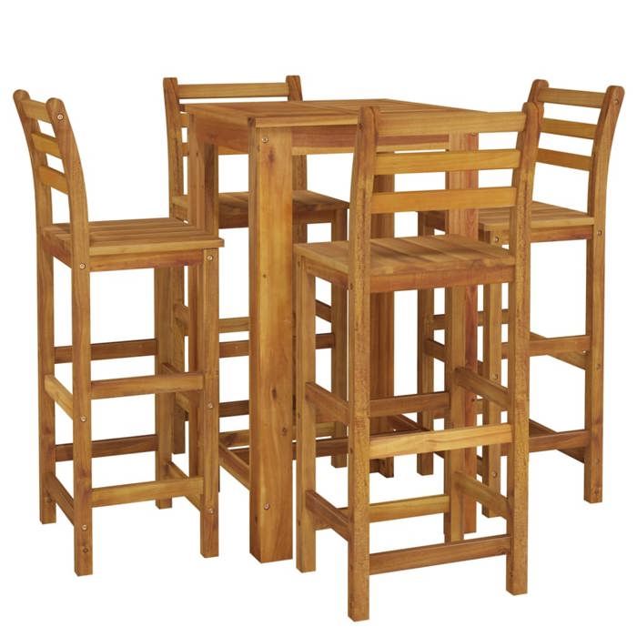 VidaXL Ensemble de Bar de Jardin 5 pcs, Table et Chaises avec Repose-Pieds, Ensemble de Meubles de Terrasse Extérieur, Bois 3154391