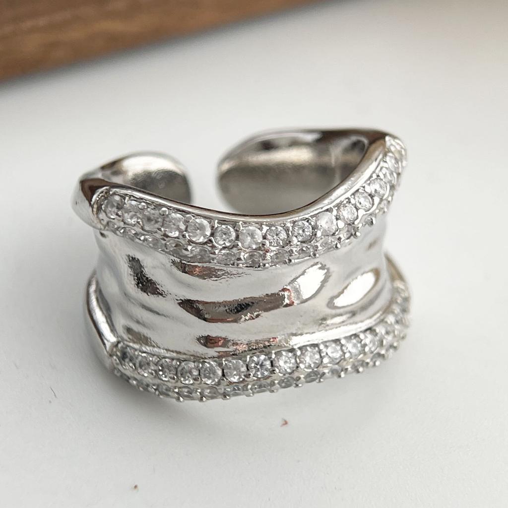 Xiaomi 925 Sterling Silver Rings for Women Couple Minimalist Handmade Simple Wide Zircon Ring Fine Jewelry Gift Prevent Allergy