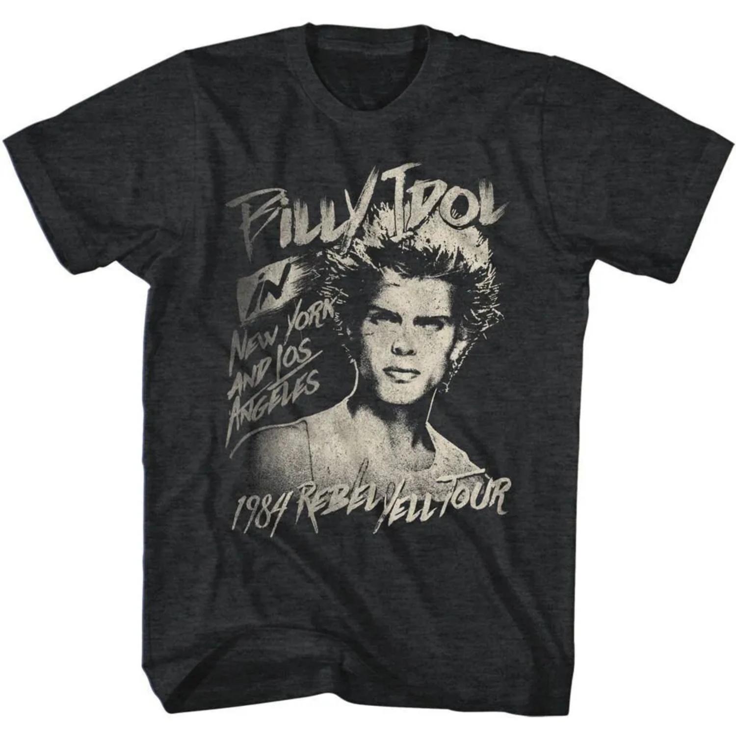 

Billy Idol 84 Rebel Yell Tour Black Heather T Shirt XXXXXL чорний
