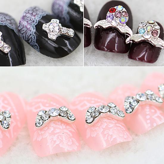 10Pcs 3D Alloy Manicure Glitters Rhinestone DIY Decorations Nail Art Tips Stickers