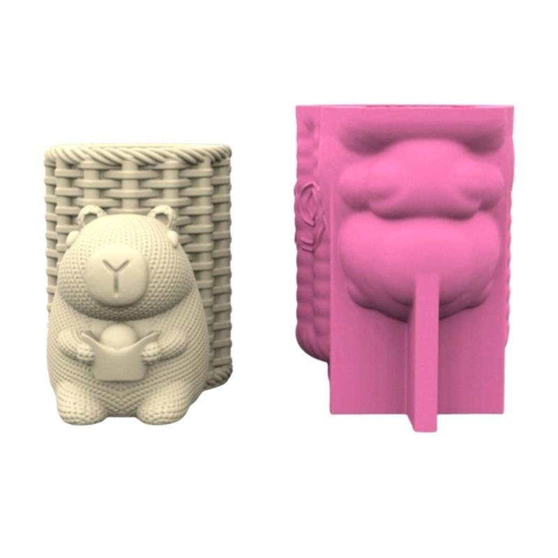 

Креативная силиконовая форма для кашпо в форме капибары, силиконовая текстура для изготовления уникальных бетонных ваз и держателей для ручек на столе 1