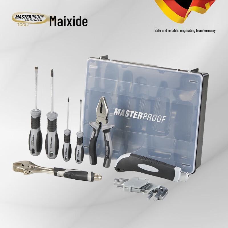 MASTERPROOF 16-Piece Home Tool Set CN plug (adapter included)