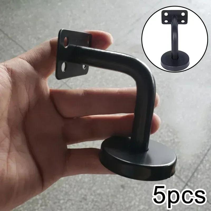 

5-piece Set Of Black Painted Wall-mounted Stair Stainless Steel Arcs Handrail Bracket Stainless Steel Arcs Tool Accessories 1
