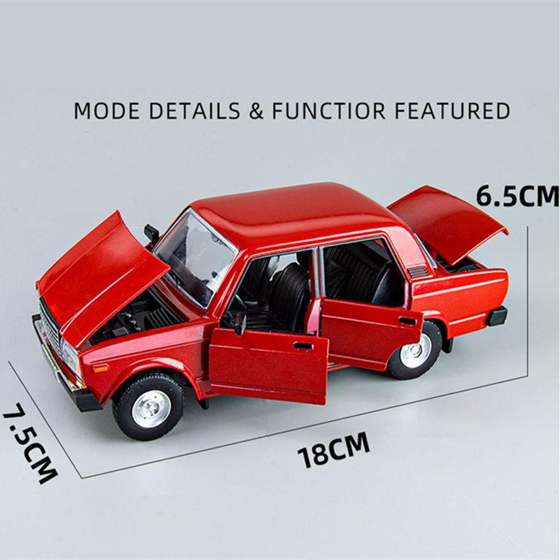 1/24 LADA 2105 Limousine Legierungsauto-Modell Diecast Metall Klassisches Fahrzeug Auto-Modell Simulation Ton und Licht Sammlung Kinderspielzeug Geschenk