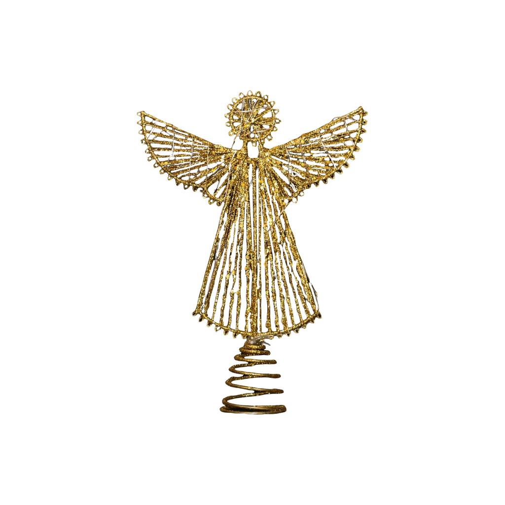 Wire Angel Tree Topper Handmade Decorative Ornament for Holiday Home Decor with Spiral Base and Detailed Design