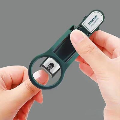 1Pc Tagliaunghie con lente di ingrandimento per anziani Pratico tagliaunghie in acciaio inossidabile anti-schizzi Tagliaunghie