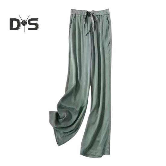

Женские повседневные брюки с эластичной талией, регулируемые на шнурке, прямые широкие брюки с карманами, однотонные свободные длинные брюки 2XL светло-зеленый