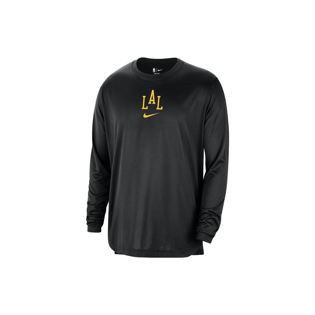 Nike Los Angeles Lakers Letter Print Round Neck Quick-Dry Long Sleeve T-Shirt Men T-Shirt Black DX9610-010