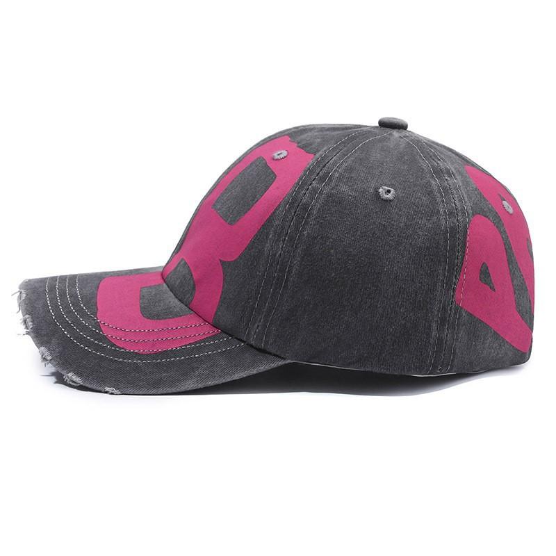 Hat Old Washed Ripped Female Cap Double B Printed Letter Visor Men's Baseball Cap