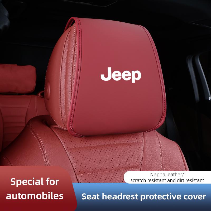 CYHHKS1 Leather Car Pillowcase Car Supplies Headrest Cover For Jeep Renegade Wagoneer Avenger Recon Wrangler JK Gladiator Compass Grand