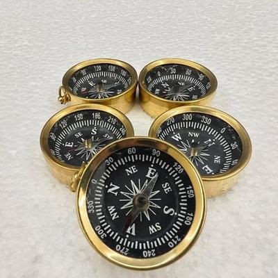 Set Of 10 Nautical Solid Brass WWII Military Marine Pocket Compass Key Chains Wedding Anniversary Birthday Christmas Fathers Mothers Gift