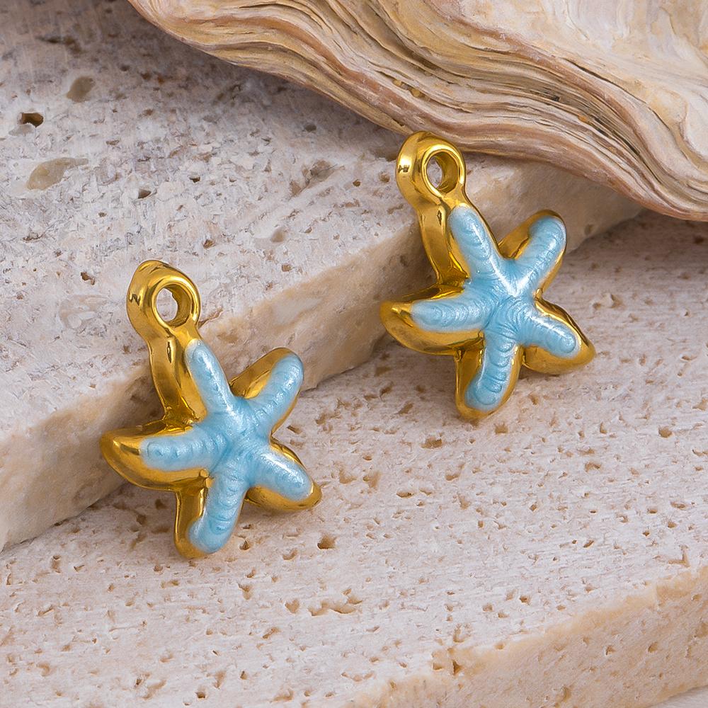 5 Stück Modische Edelstahl Emaille Goldene Seestern Anhänger Anhänger DIY Halskette Armband Charm für Schmuckzubehör Komponenten